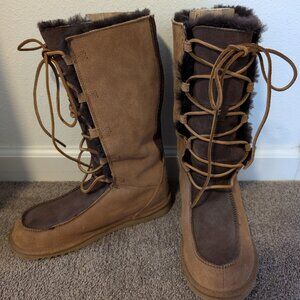 UGG Australia WHITLEY Brown Suede Lace Boots, Girls Youth Sz 6